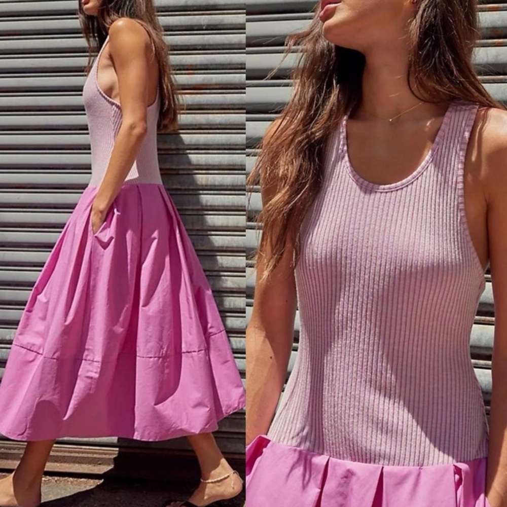 Pink racerback tank maxi Dress - Picture 2 of 9